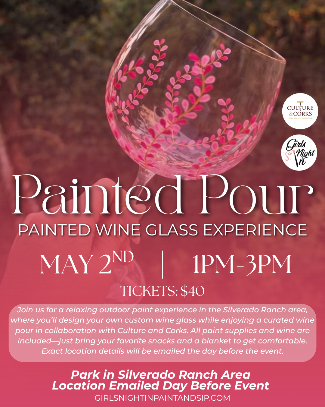 Painted Pour: Painted Wine Glass Experience